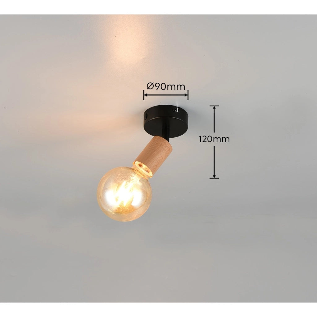 SPOT E27 LAMEGO 11CM NERO/LEGNO