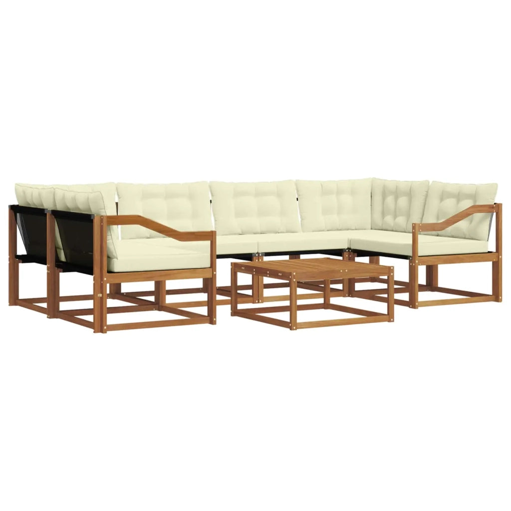 Set di divani da esterno con cuscino 7 pcs Naturale e Crema