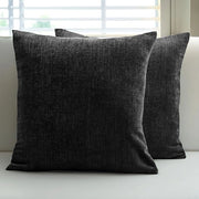 Copricuscini di Chenille - Nero - Cuscini Decorativi - 2 pezzi - 50 x 50 cm