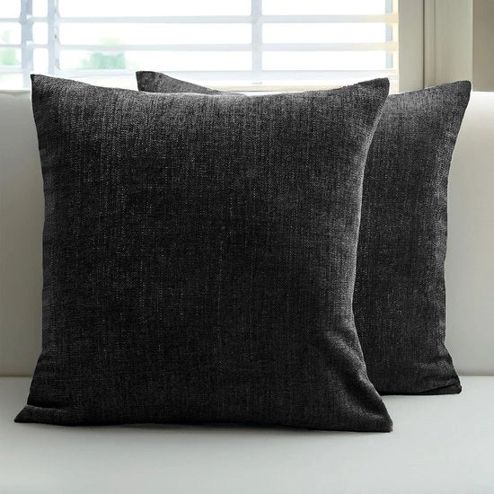Copricuscini di Chenille - Nero - Cuscini Decorativi - 2 pezzi - 50 x 50 cm