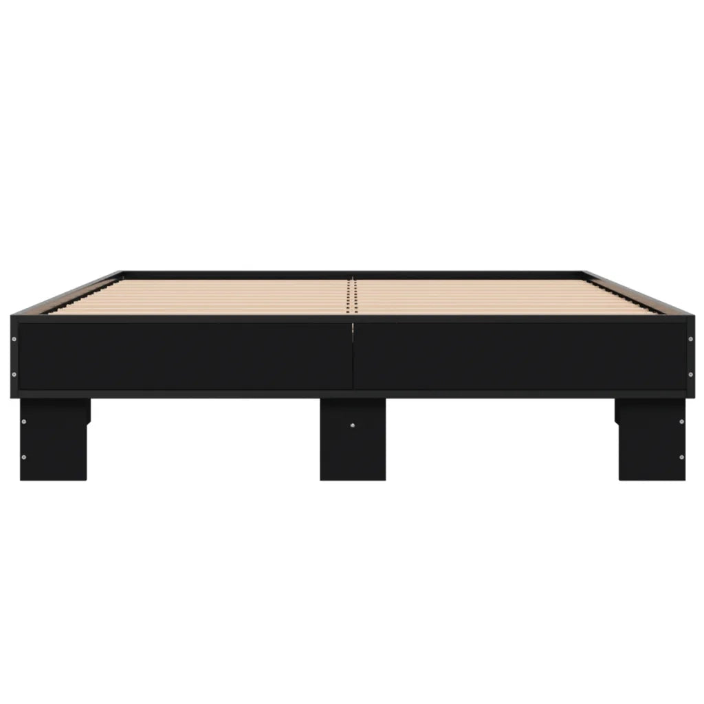 Giroletto Nero 140x200 cm in Legno Multistrato e Metallo