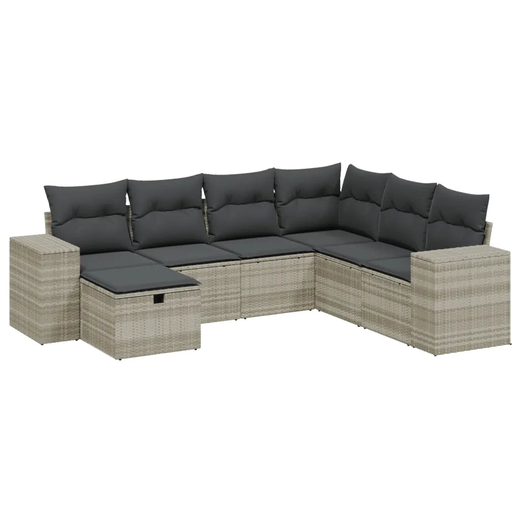 Set Divani da Giardino 7pz con Cuscini Grigio Chiaro Polyrattan 3264458