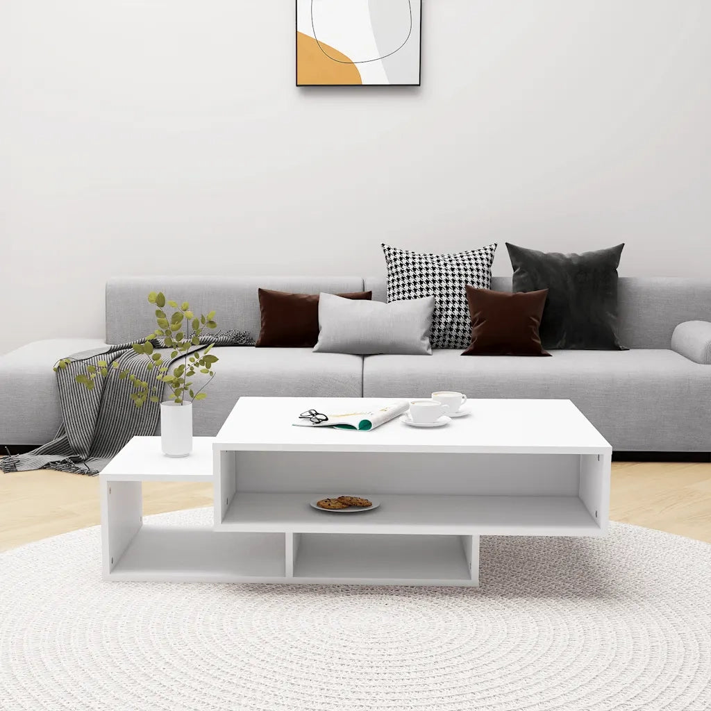 Tavolino da Salotto Bianco 102x55x42 cm Legno Legno Multistrato cod mxl 9919