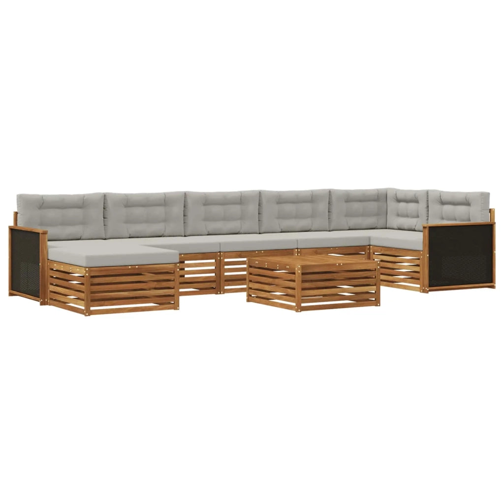 Set di divani da esterno 8 pz Naturale e Grigio Chiaro 3383644