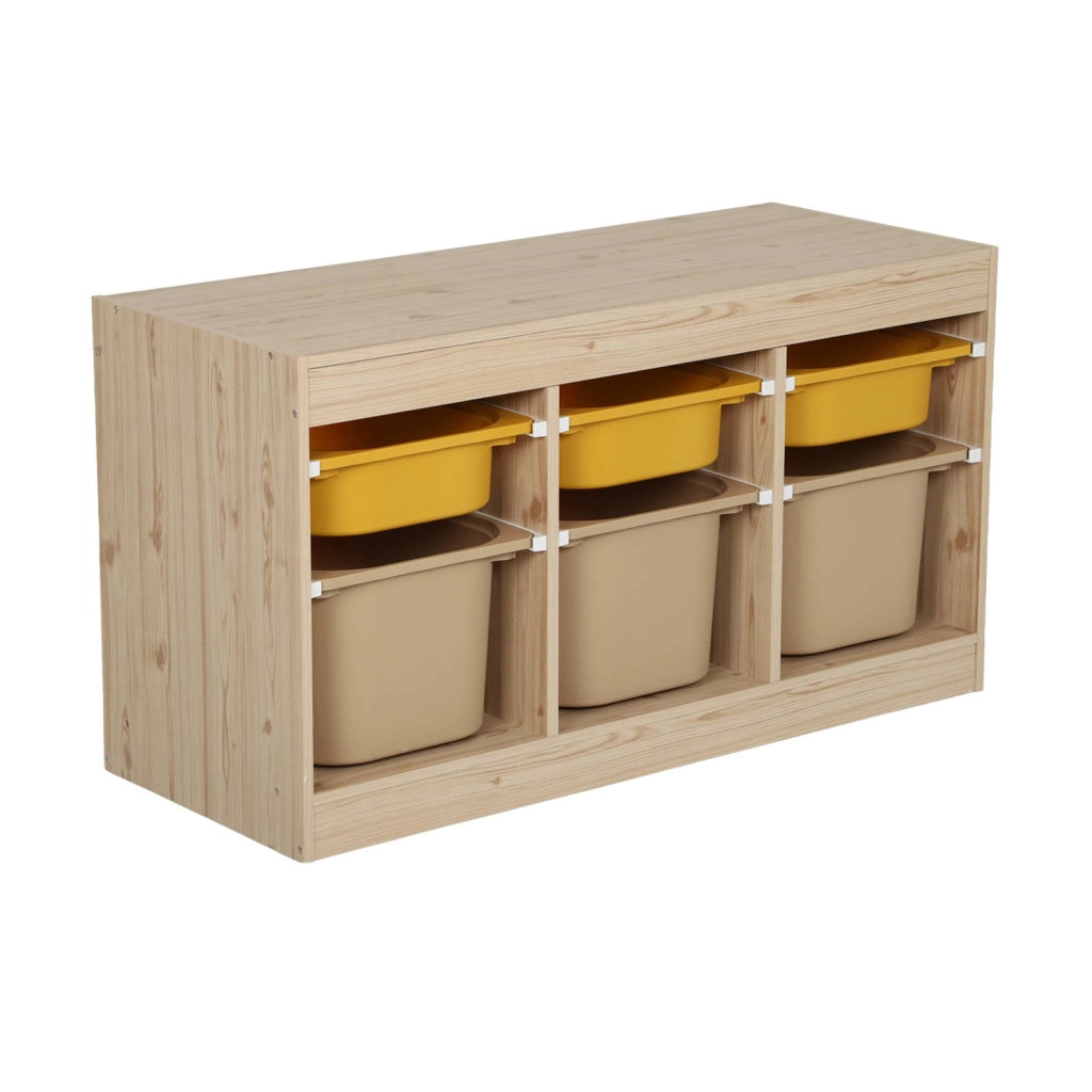 Mobile contenitore per bambini decorazione legno 6 contenitori