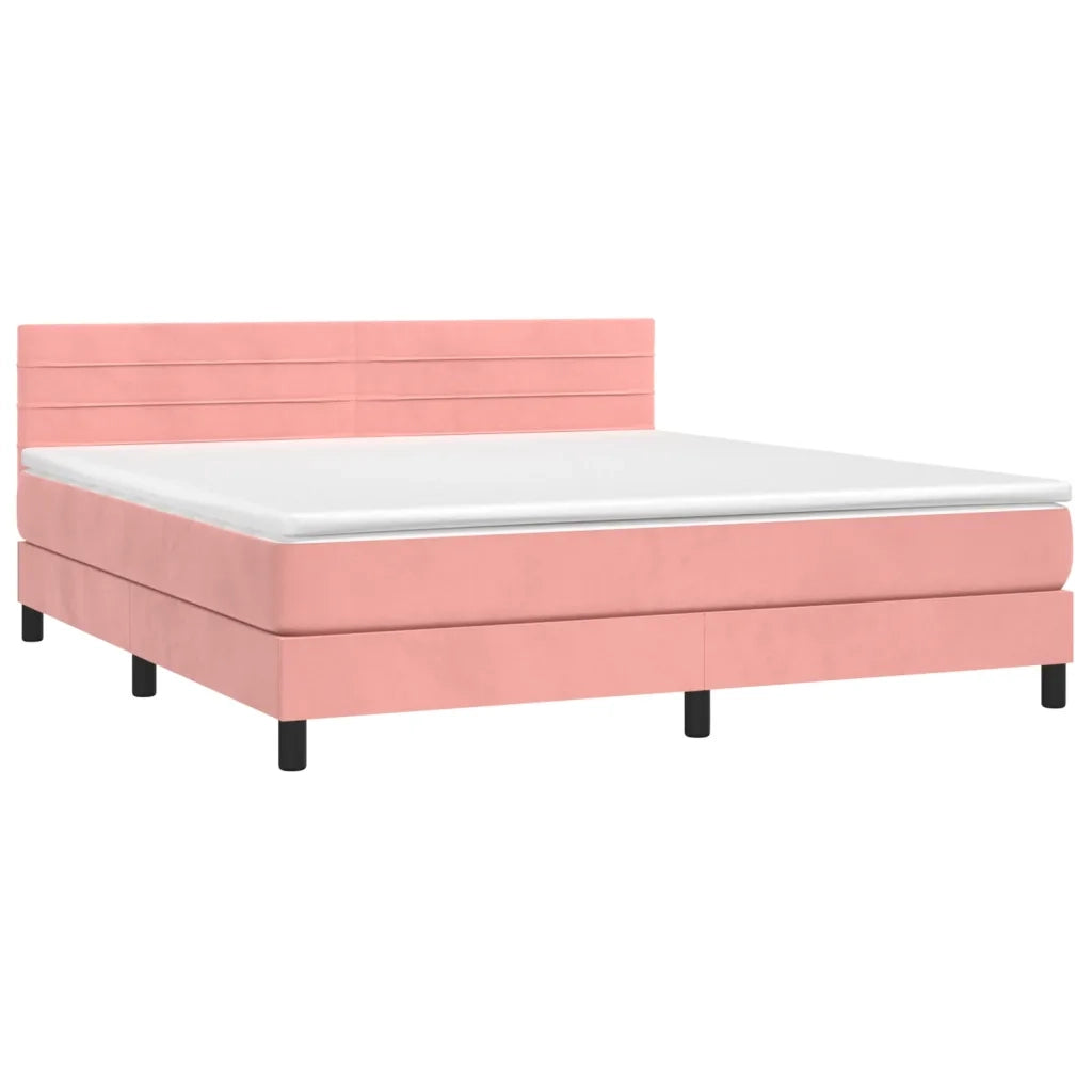 Giroletto a Molle con Materasso Rosa 160x200 cm in Velluto 3141376