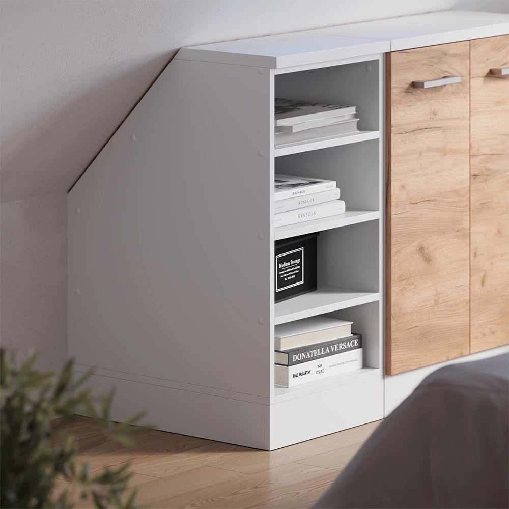 Mobile cucina sottotetto R-Line Bianco/Bianco 40 cm con 4 scomparti, carcassa 60 cm profondità Vicco