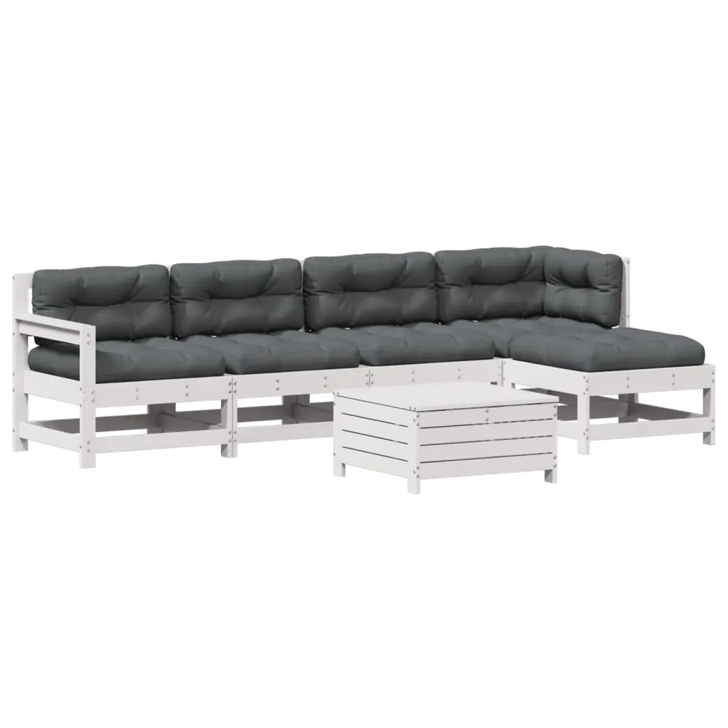 Set Salotto da Giardino 6 pz Bianco in Legno Massello di Pino 3250981
