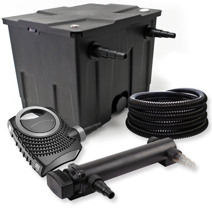 Set per laghetti da 12000l Filtro 1 camera Chiarificatore UVC 36W Pompa NEO10000 80W Tubo