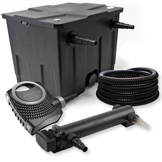 Set per laghetti da 12000l Filtro 1 camera Chiarificatore UVC 36W Pompa NEO10000 80W Tubo