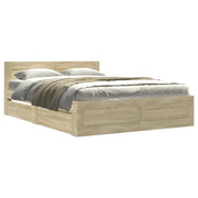 Letto matrimoniale | Letto per adulti | Giroletto Testiera Rovere Sonoma 120x200 cm Legno Multistrato