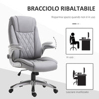Sedia Poltrona Presidenziale da Ufficio 69,5x76x113-121 cm in Similpelle Grigia