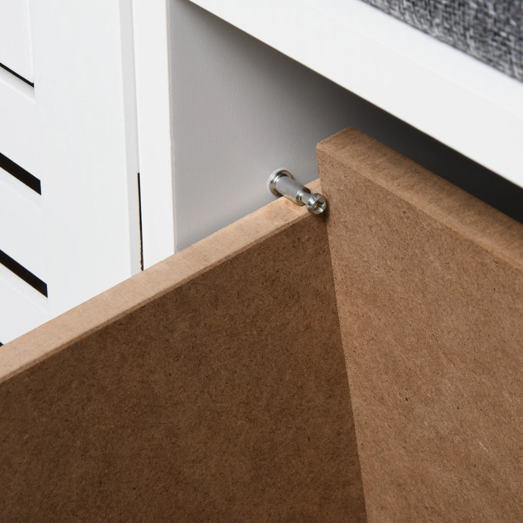 Panca Scarpiera con 3 Cassetti e Cuscino ¨C Zephmum ¨C Bianco 108x35x43 cm