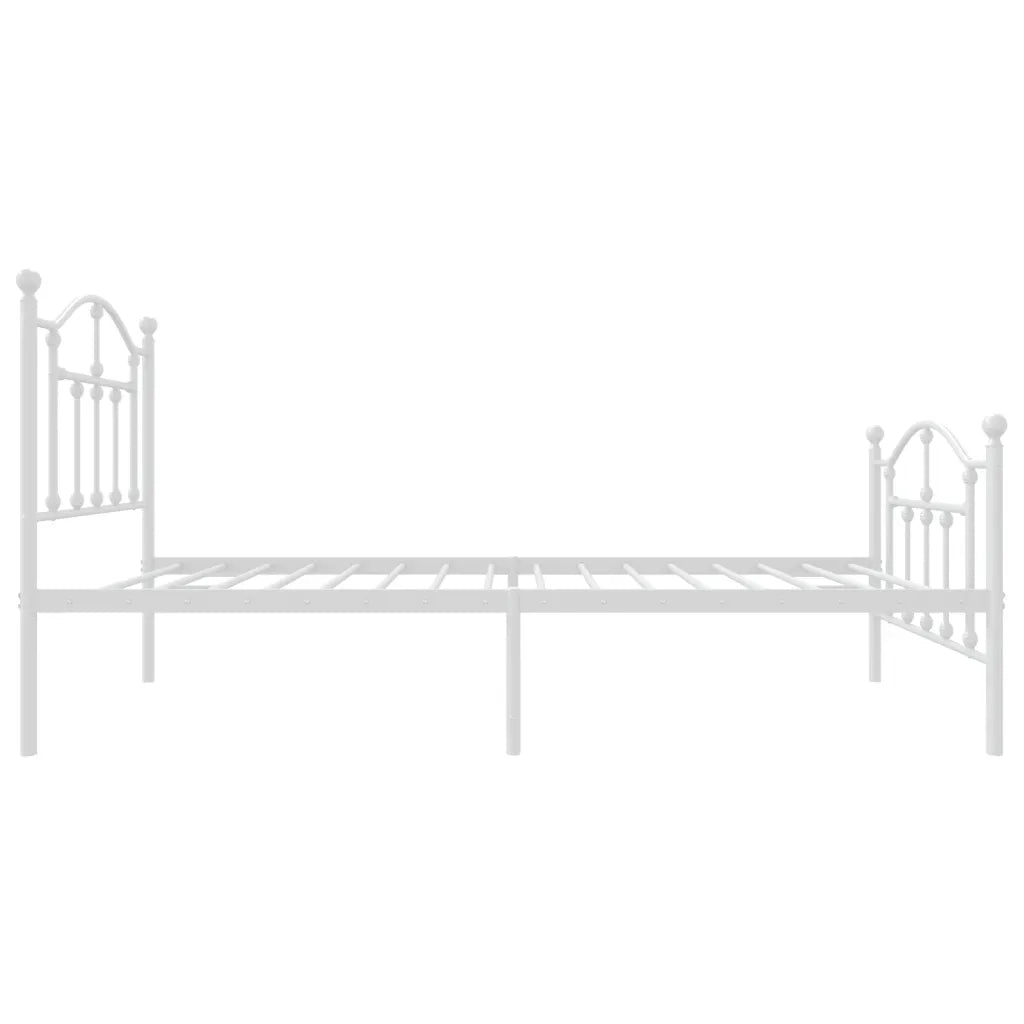 Letto singolo | Letto per adulti | Giroletto con Testiera e Pediera Metallo Bianco 75x190 cm