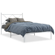 Letto singolo | Letto per adulti | Giroletto con Testiera Metallo Bianco 100x190 cm