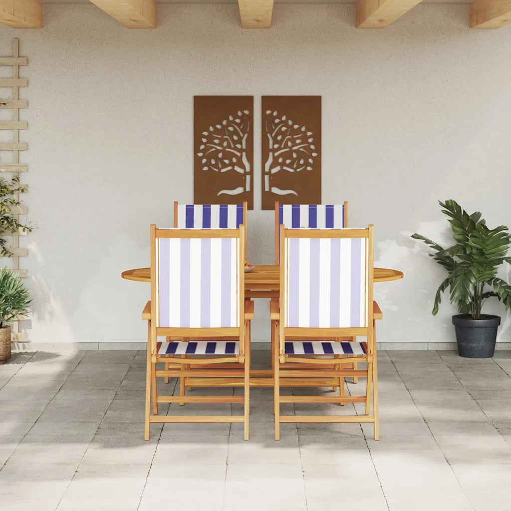 Set da Pranzo per Giardino 5 pcs Blu e Bianco