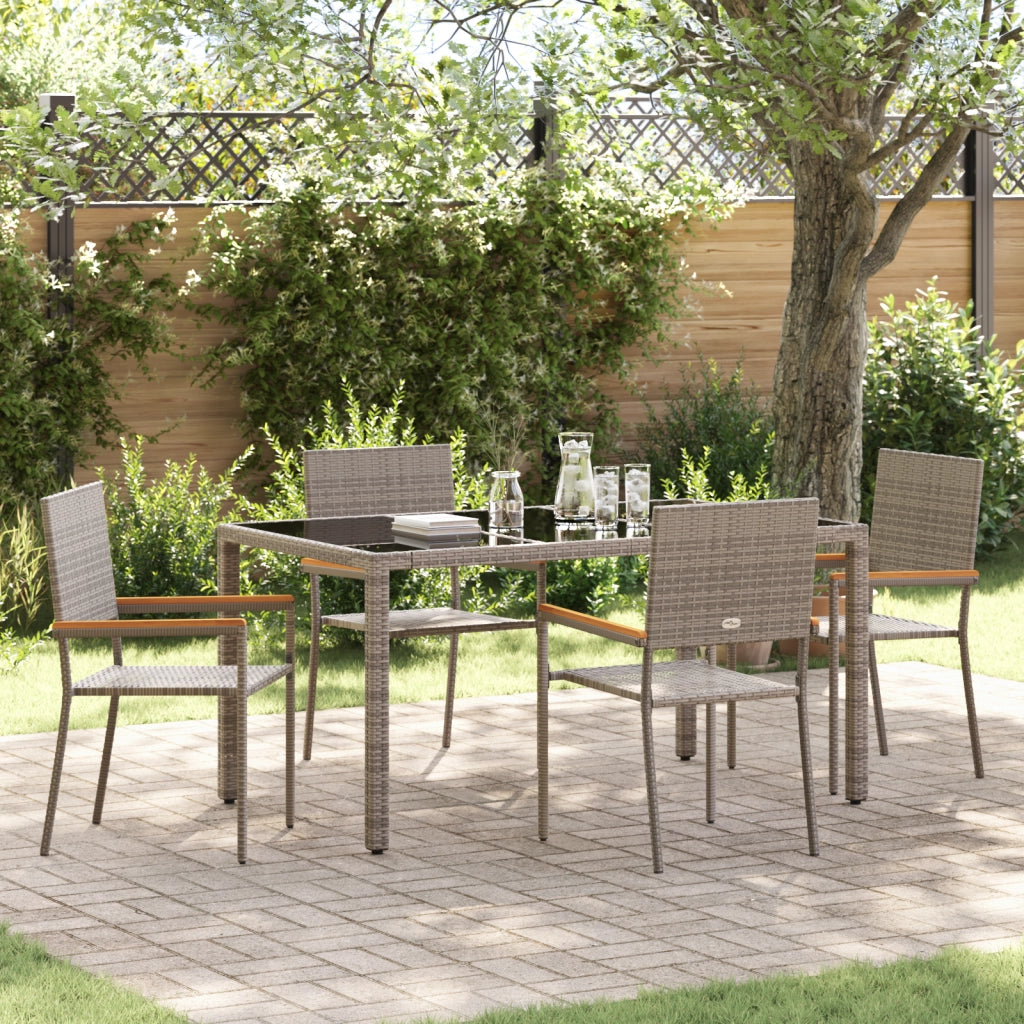 Set da Pranzo da Giardino  5 Pezzi Grigio Polyrattan