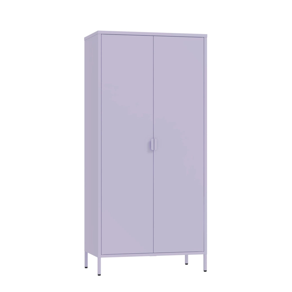 Armadio Guradaroba Esteli in Acciaio a 2 Ante con 2 Barre Appendiabiti e 4 Ripiani 170 x 80 x 45 cm - Viola [en.casa]