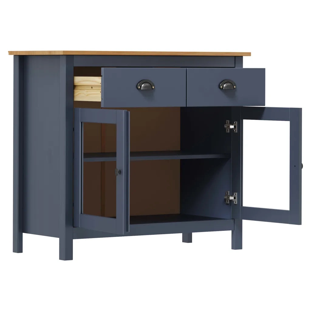 Credenza-Buffet-Armadio da cucina Hill Grigia 90x40x80 cm in Legno Massello di Pino