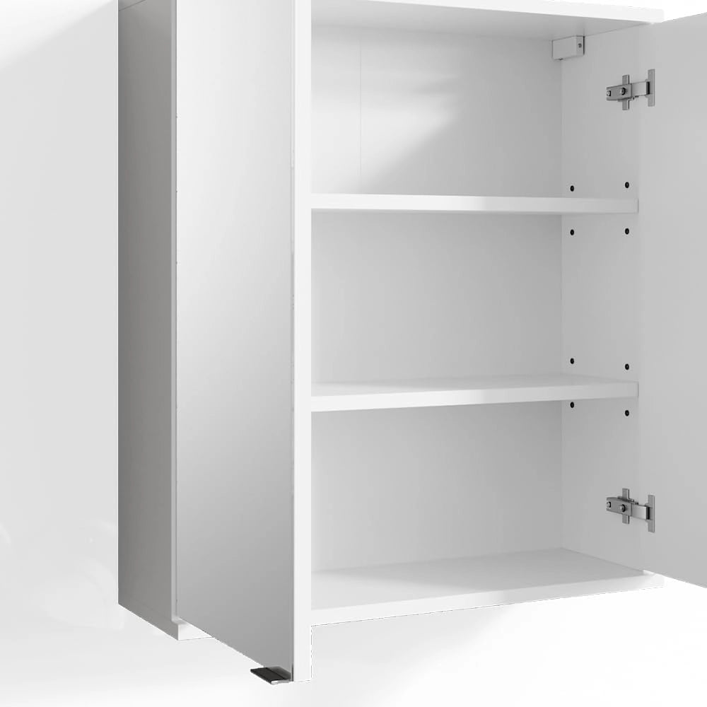 Specchio contenitore bagno Roy, Bianco, 60 x 68 cm, adatto per montaggio a parete e compatibile con la serie Roy