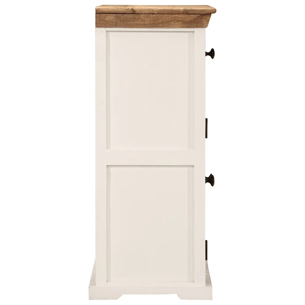 Credenza | Madia | Buffet da pranzo | Armadio da pranzo Bianca e Marrone 55x30x73 cm Massello di Mango Grezzo