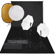 Kit per studio fotografico con illuminazione fondale e riflettore nero 02_0042458