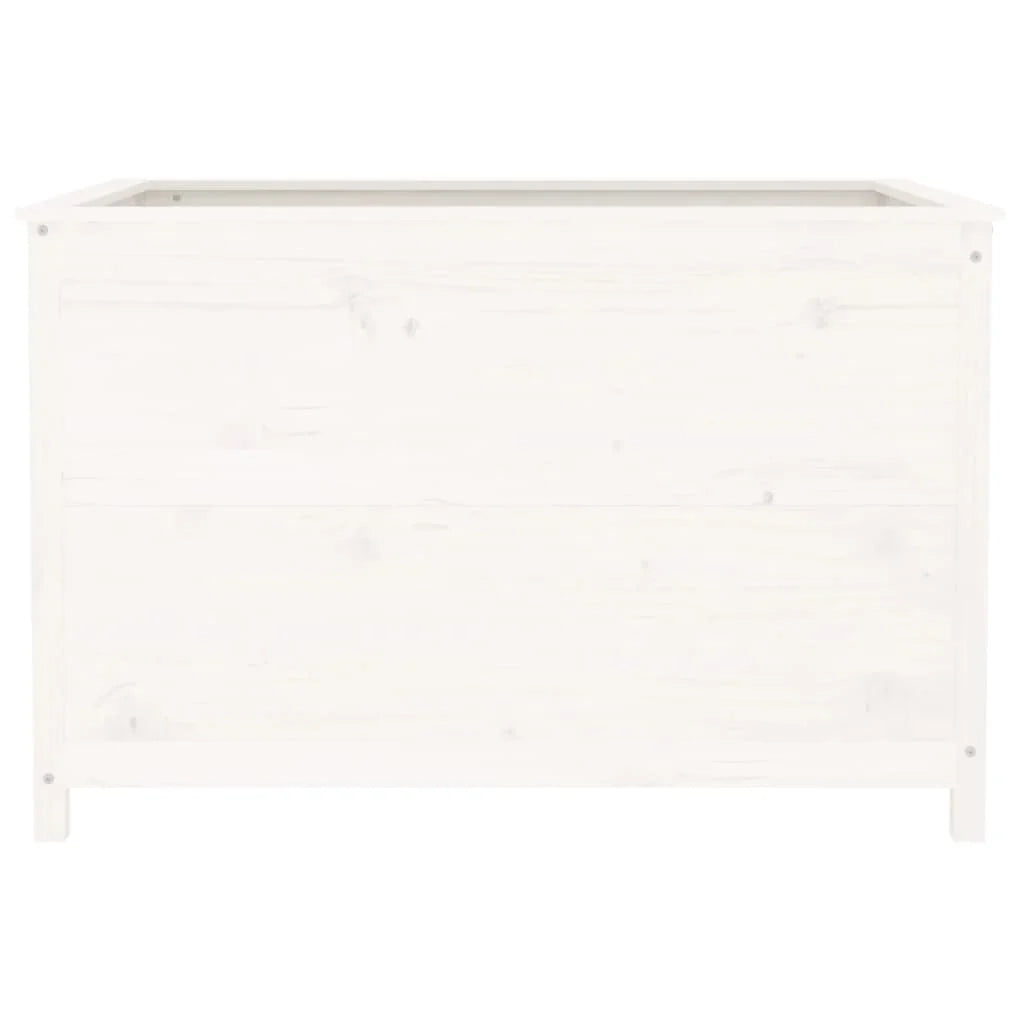 Fioriera rialzata per piante e fiori adatta a terrazze e giardini 119,5 x 82,5 x 78 cm legno di pino massiccio bianco 02_0039337