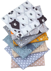Set di tessuto 100% cotone imbottito con stampa fiori e orso per patchwork, artigianato, DIY e cucito. Cappuccio preconfezionato, 40,64 x 50,80 cm, set di 8 (orso e fiore).
