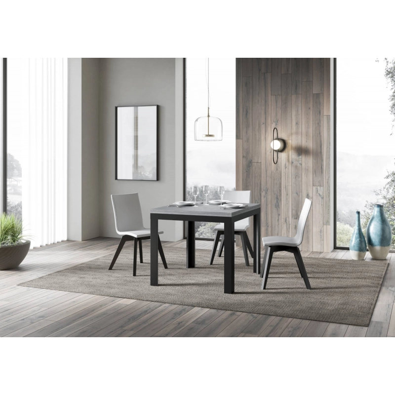 Tavolo apribile 90x90/180 cm Linea Libra telaio Antracite - Cemento