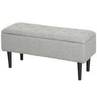 Panca Contenitore Pieghevole Capacità 47 L 95x38x45 cm Rivestito in Peluche Piede del Letto per Soggiorno Camera da Letto Grigio