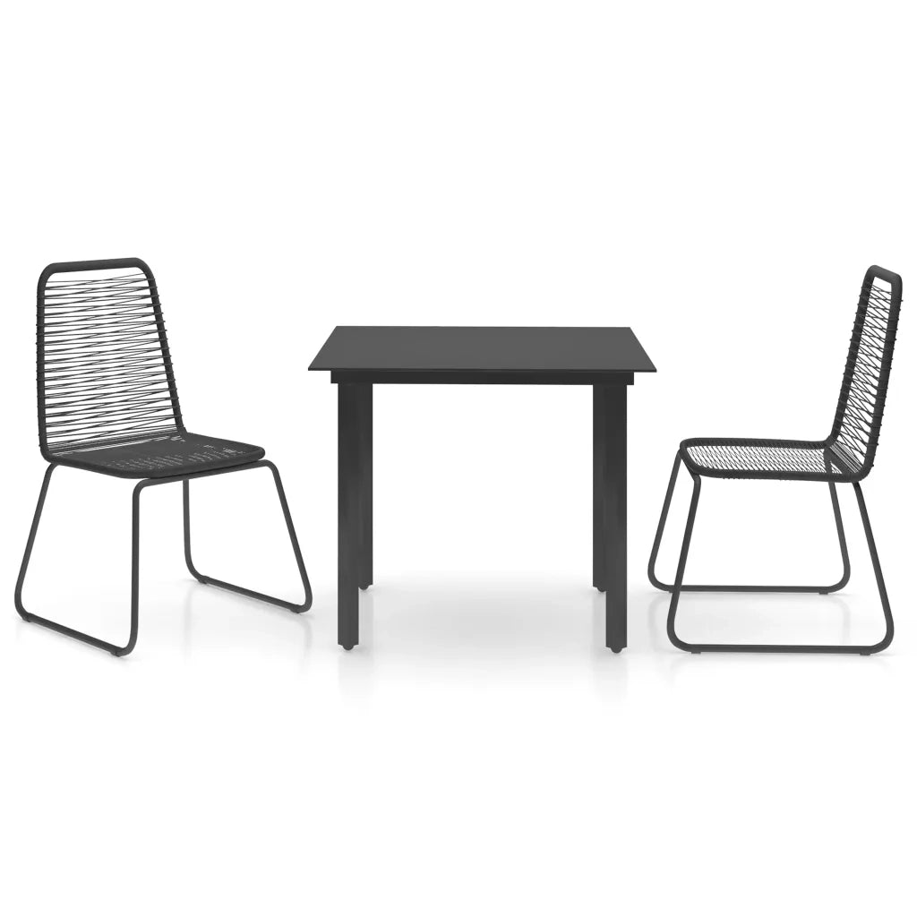 Set da Pranzo da Giardino 3 pz in Rattan PVC Nero 3060130