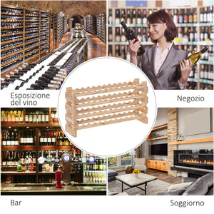 Cantinetta Portabottiglia 4 Ripiani per 48 Bottiglie di Vino 114x28x56,5 cm in Legno di Pino