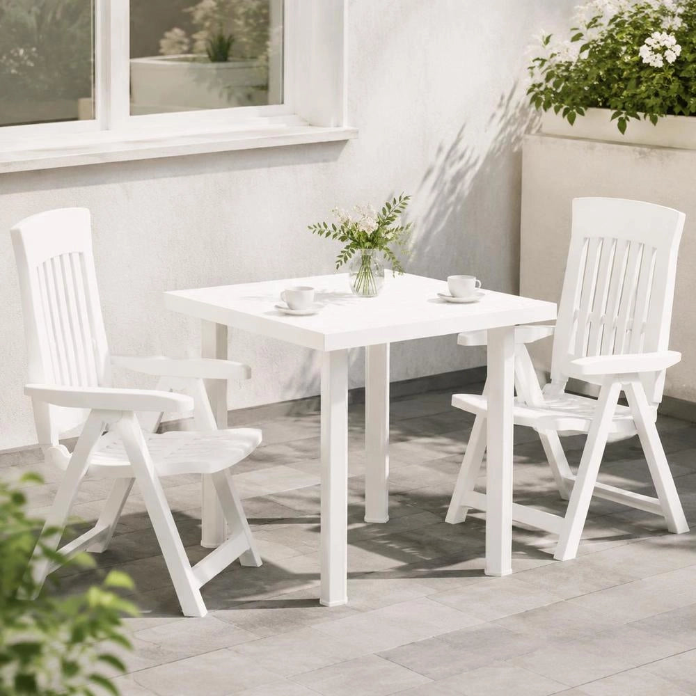 Garden Table, White, 80x75x72 Cm, Plastic