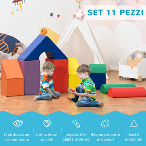 Set 11 Costruzioni Morbide per Bambini da 1-3 Anni in PU e EPE Multicolore