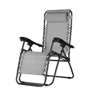 Trade Shop - Sdraio Sedia In Textilene Pieghevole Multiposizione Reclinabile Giardino Con Poggiatesta - Grigio