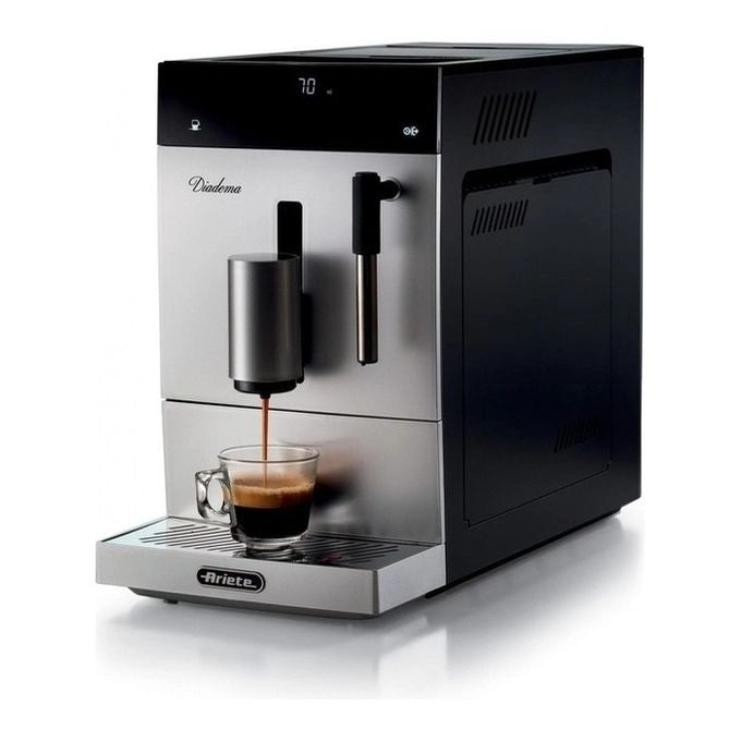 Ariete 1452 Diadema, Macchina da caffè automatica, 1350W, 19 bar di pressione, Per caffè, americano e acqua calda, Dispositivo Cappuccino, Display LED, Erogatore Regolabile, Silver