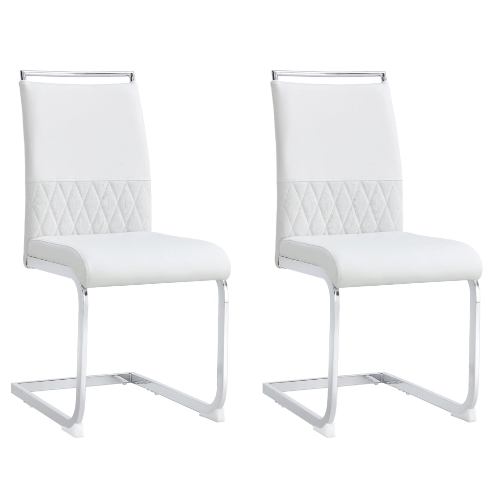 Set da 2 sedie da pranzo moderne con schienale in PU e lino, imbottite, colore bianco