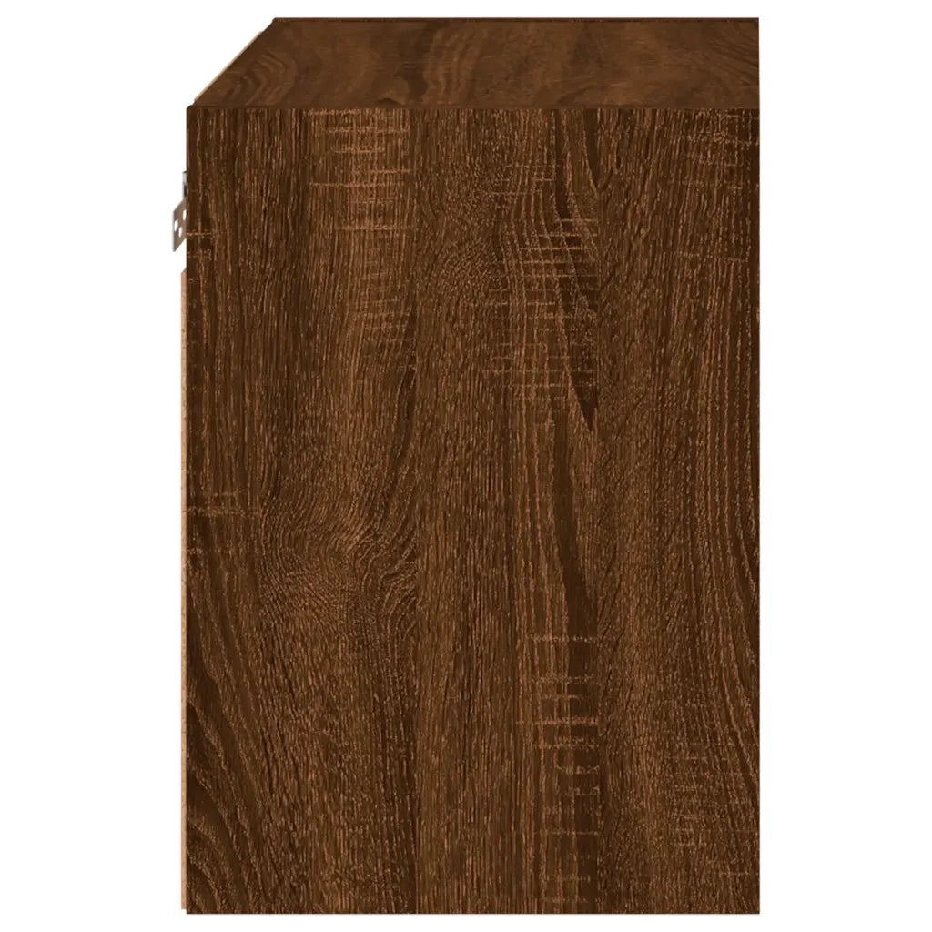 Comodini con Luci LED a Parete 2pz Rovere Marrone 837077