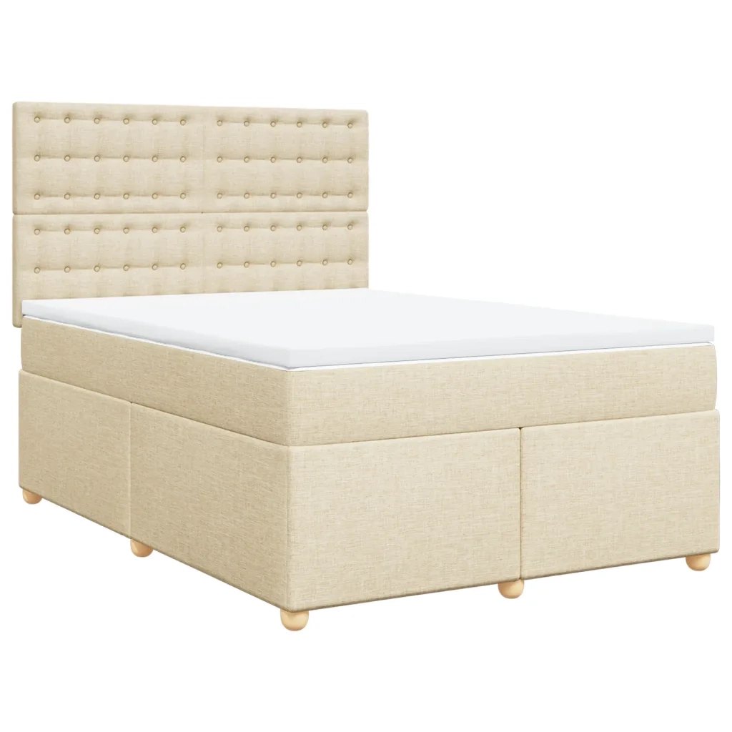 Giroletto a Molle con Materasso Crema 160x200 cm in Tessuto