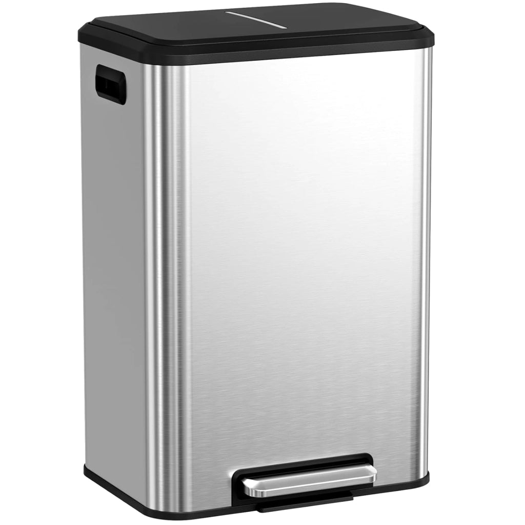 Pattumiera da cucina, 40 l, con secchio interno, con coperchio, chiusura morbida, pattumiera a pedale in acciaio, pedale, per ufficio, famiglia, colore nero