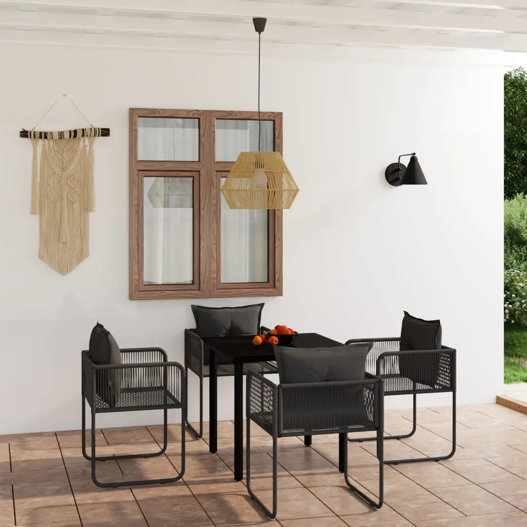 Set da Pranzo da Giardino 5 pz | Set Salotto da Giardino Nero