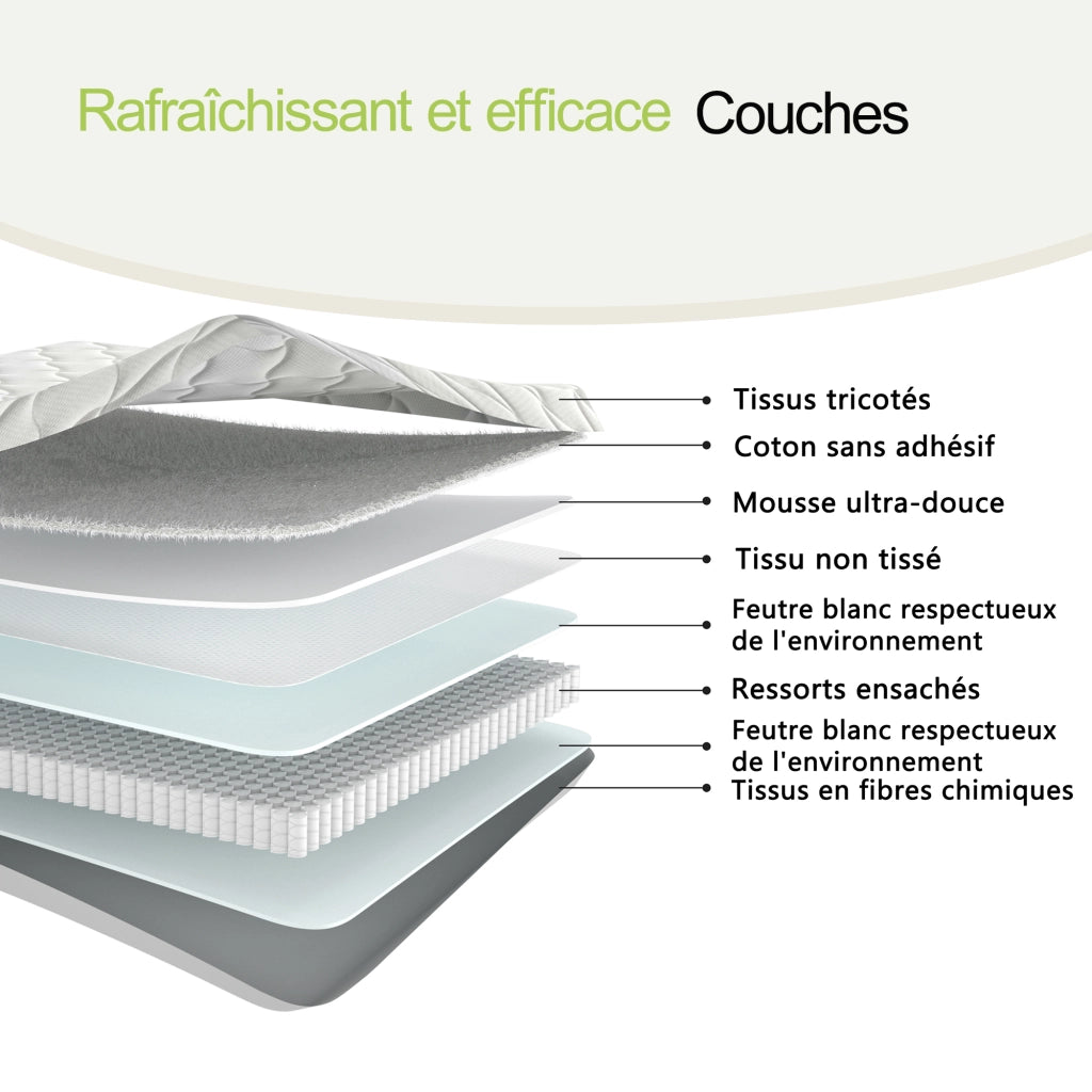 Letto divano estraibile 90 × 190 cm et 180 × 190 cm con ripiani, LED et USB, con 2 materassi