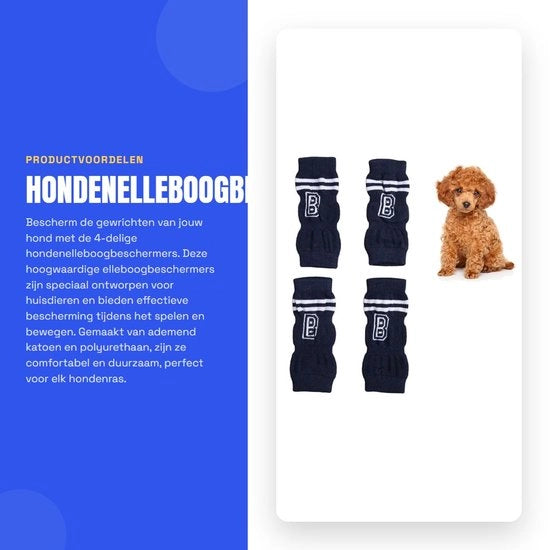 Protezione Articolare per Cani - Set a 4 pezzi - Tessuto/Polyuretano - Comfortevole/Elastico - Materiale Resistentente - Accessorio per Animali di Compagnia - Protezione per Cani