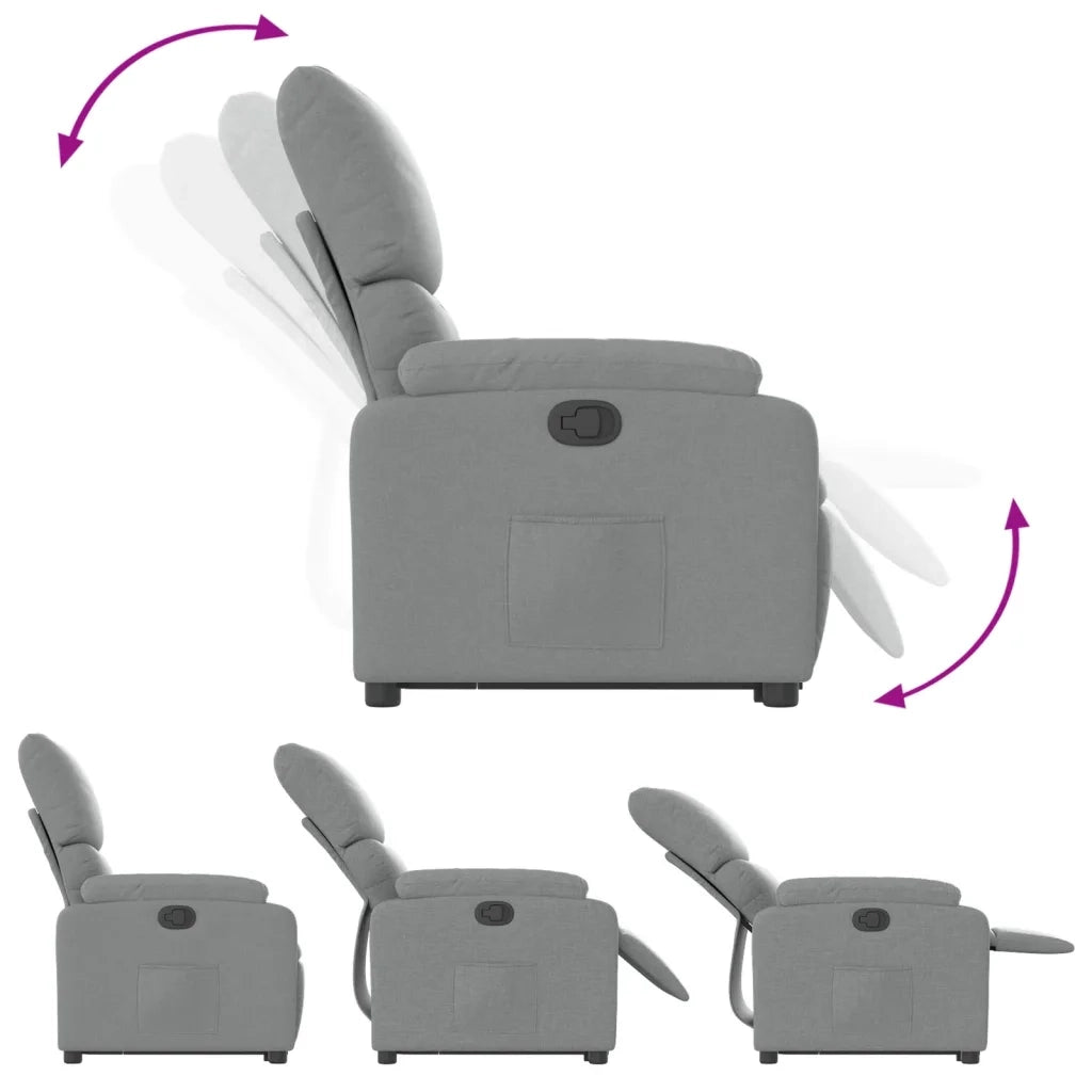 Poltrona Alzapersona Reclinabile Grigio Chiaro in Tessuto 3204824