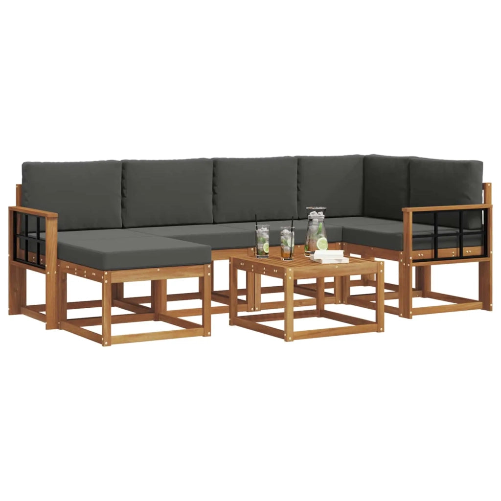 Set di divani da esterno con cuscino 7 pcs Naturale e Antracite 3366685