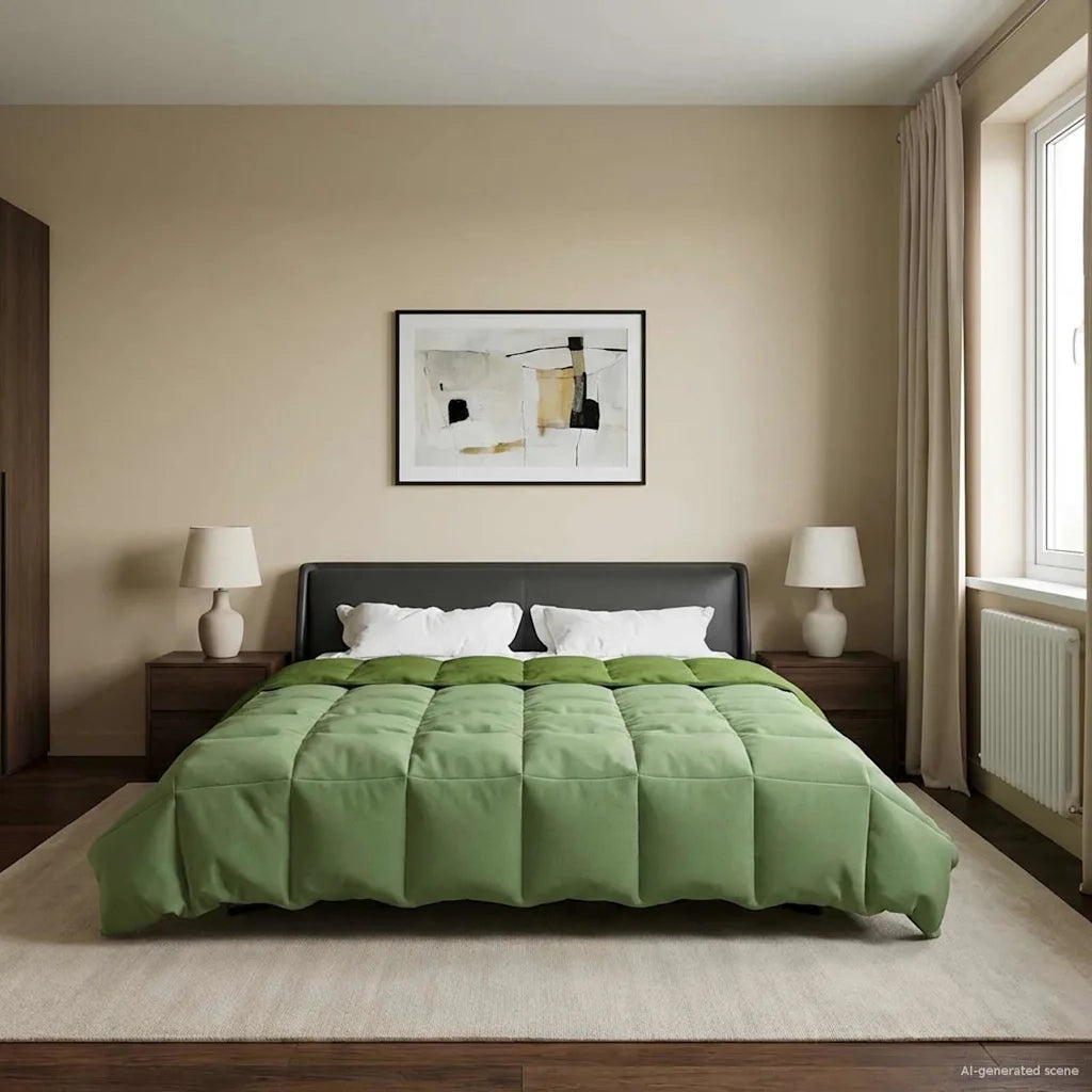 Duvet Invernale Trapuntato Verde 200 x 240 cm Microfibra