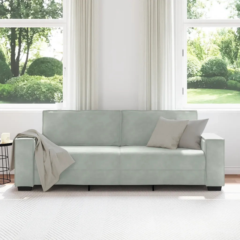 Divano a 3 Posti Grigio Chiaro 220x78x84 cm in Velluto 4105030