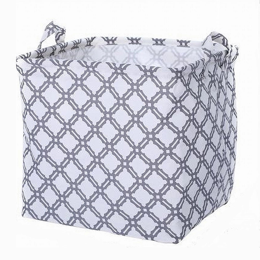 Trade Shop - Cesto Contenitore Porta Biancheria Bucato Manici Tessuto Grigio 33x33x31cm 79206 -