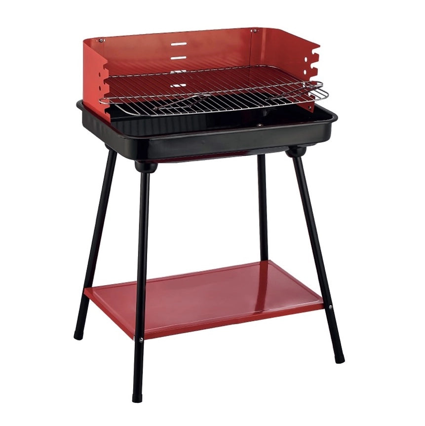 MAURY'S BARBECUE RETTANGOLARE CON RIPIANO 58X38XH82 CM IN COLORE ROSSO