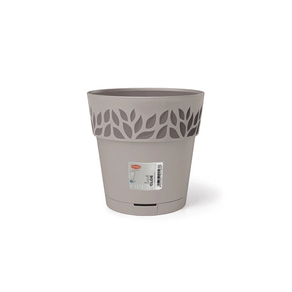 VASO TONDO 'CLOE' Ø 15 x h.15 - greige/grigio quarzo  - STEFANPLAST